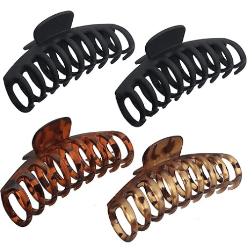 Matte and Tortoiseshell Large Claw Hair Clips Set for Women
