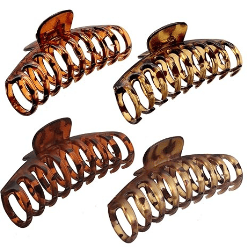 Matte and Tortoiseshell Large Claw Hair Clips Set for Women