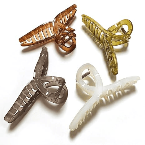 Crisscross Matte Acrylic Large Hair Claw Clips Multi-Color Set