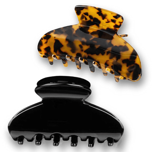 Glossy Black and Tortoiseshell Large Hair Claw Clips Multi-Set