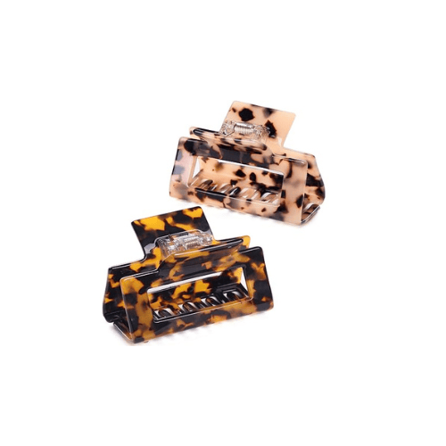 Glossy Black and Tortoiseshell Large Hair Claw Clips Multi-Set
