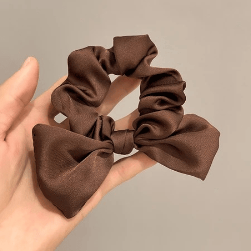 Satin Bow Scrunchies Elegant Multi-Color Hair Ties for Women Set