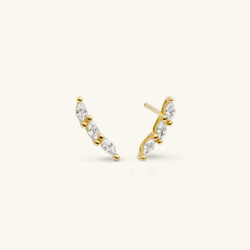 Marquise Crystal Ear Climber Earrings in Elegant Gold and Silver