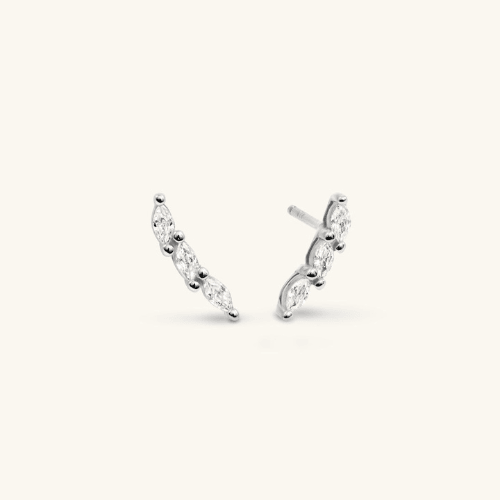 Marquise Crystal Ear Climber Earrings in Elegant Gold and Silver