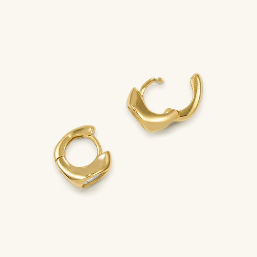 Teardrop Crystal Huggie Hoop Earrings in Gold and Silver Finish