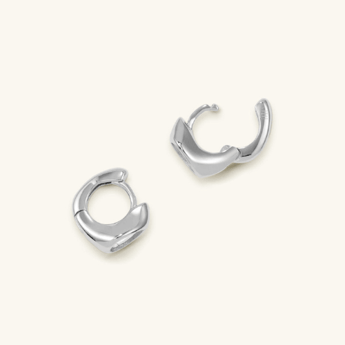 Teardrop Crystal Huggie Hoop Earrings in Gold and Silver Finish