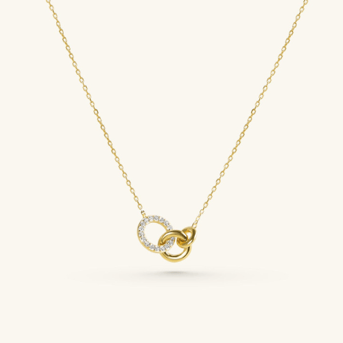 Everlink Interlocking Circles Pendant Necklace in Gold and Silver