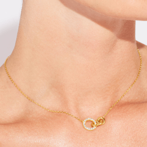 Everlink Interlocking Circles Pendant Necklace in Gold and Silver