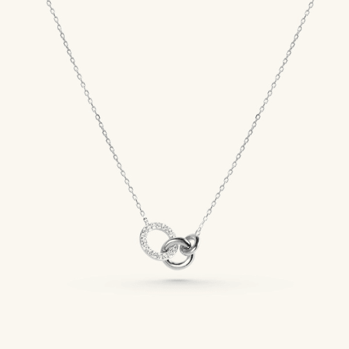 Everlink Interlocking Circles Pendant Necklace in Gold and Silver