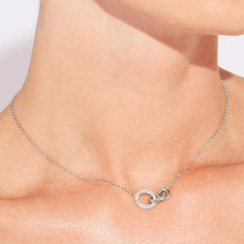 Everlink Interlocking Circles Pendant Necklace in Gold and Silver