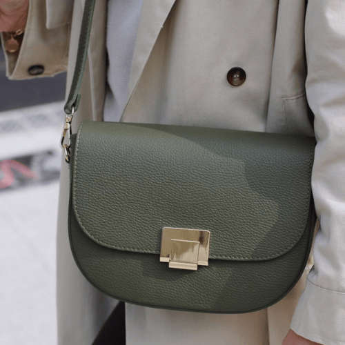Luxury UrbanEase Olive Green Pebbled Leather Crossbody Shoulder Bag